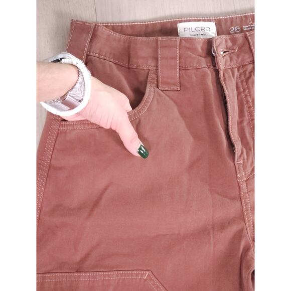 Pilcro Anthropologie Brown Utility Wide Leg Pants High Rise Size 26 NWT - Picture 13 of 14